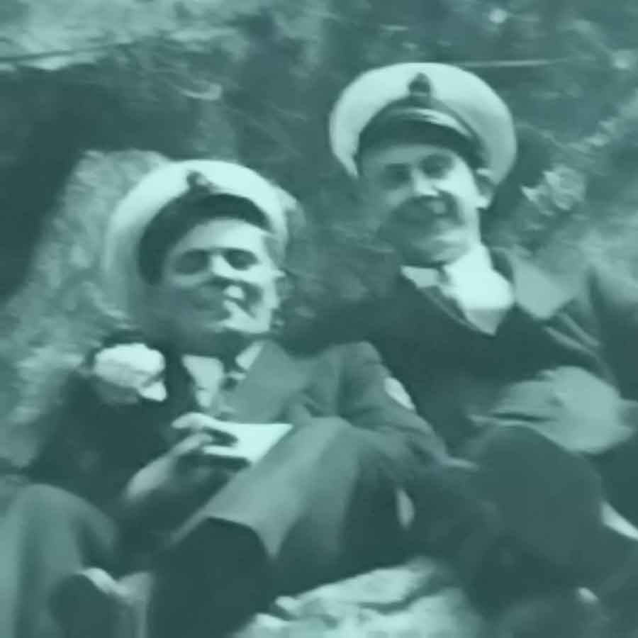 George Bainborough (right) - can you identify the man on the left in this picture?