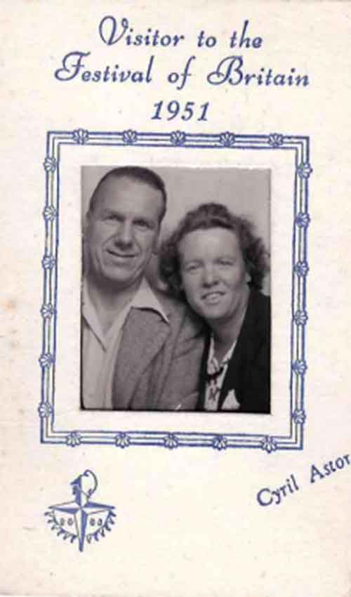 Albert Morris with Ada at the Festival of Britain 1951
