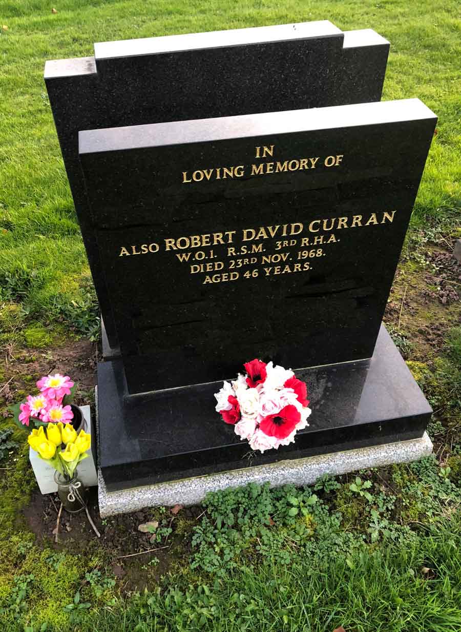 Grave of Robert David Curran Gunner Royal Artillery a survivor from the Lisbon Maru