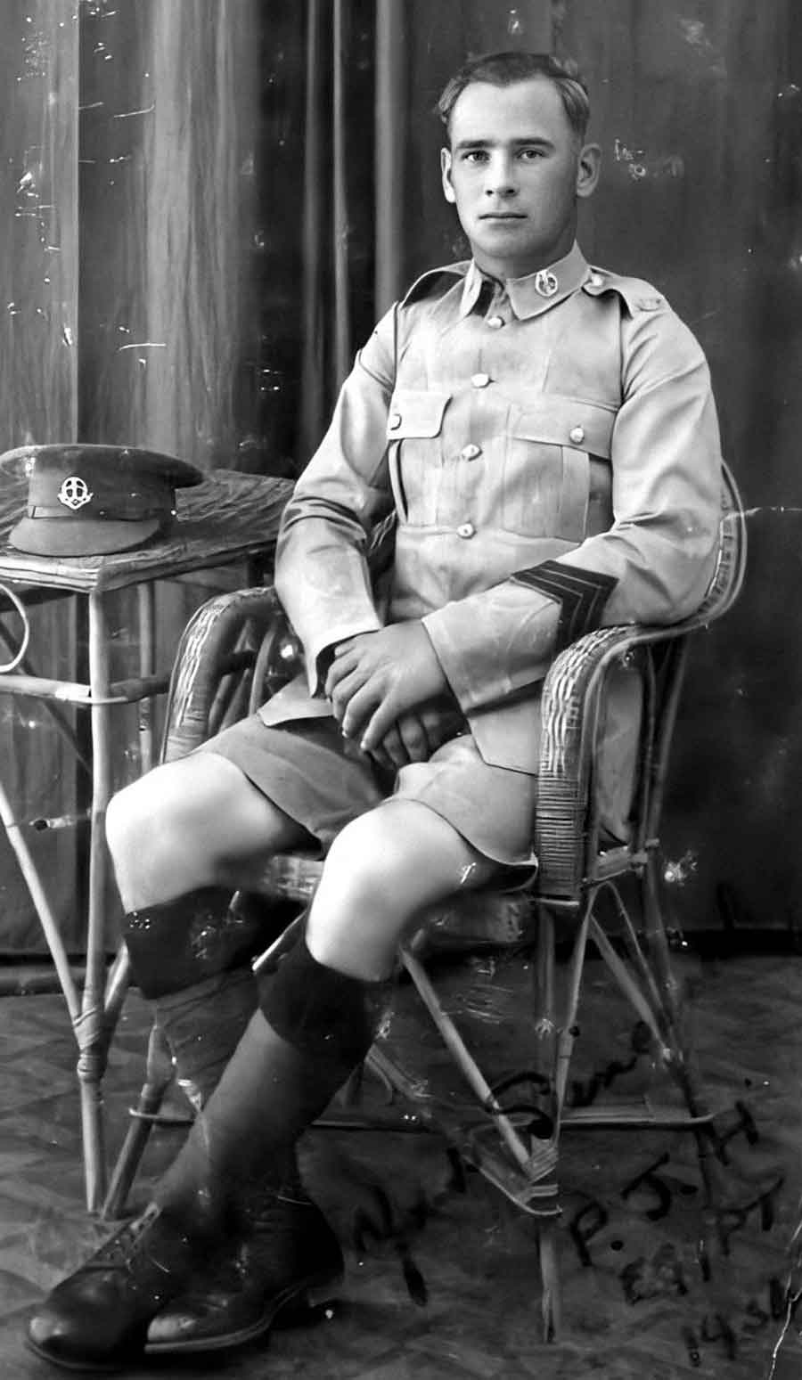 Photograph taken in in Egypt circa 1923 of Percy John Hatchett, 1st Battalion Middlesex, lost in the sinking of the Lisbon Maru.