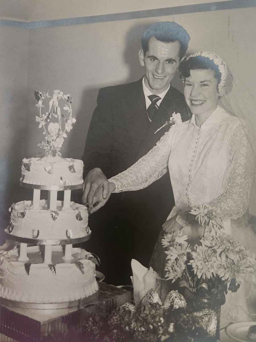 Michael Thomas Russell, son of Thomas Russell with his wife Pauline Russell, on their wedding day in 1957. Thomas Russell was lost on the Lisbon Maru
