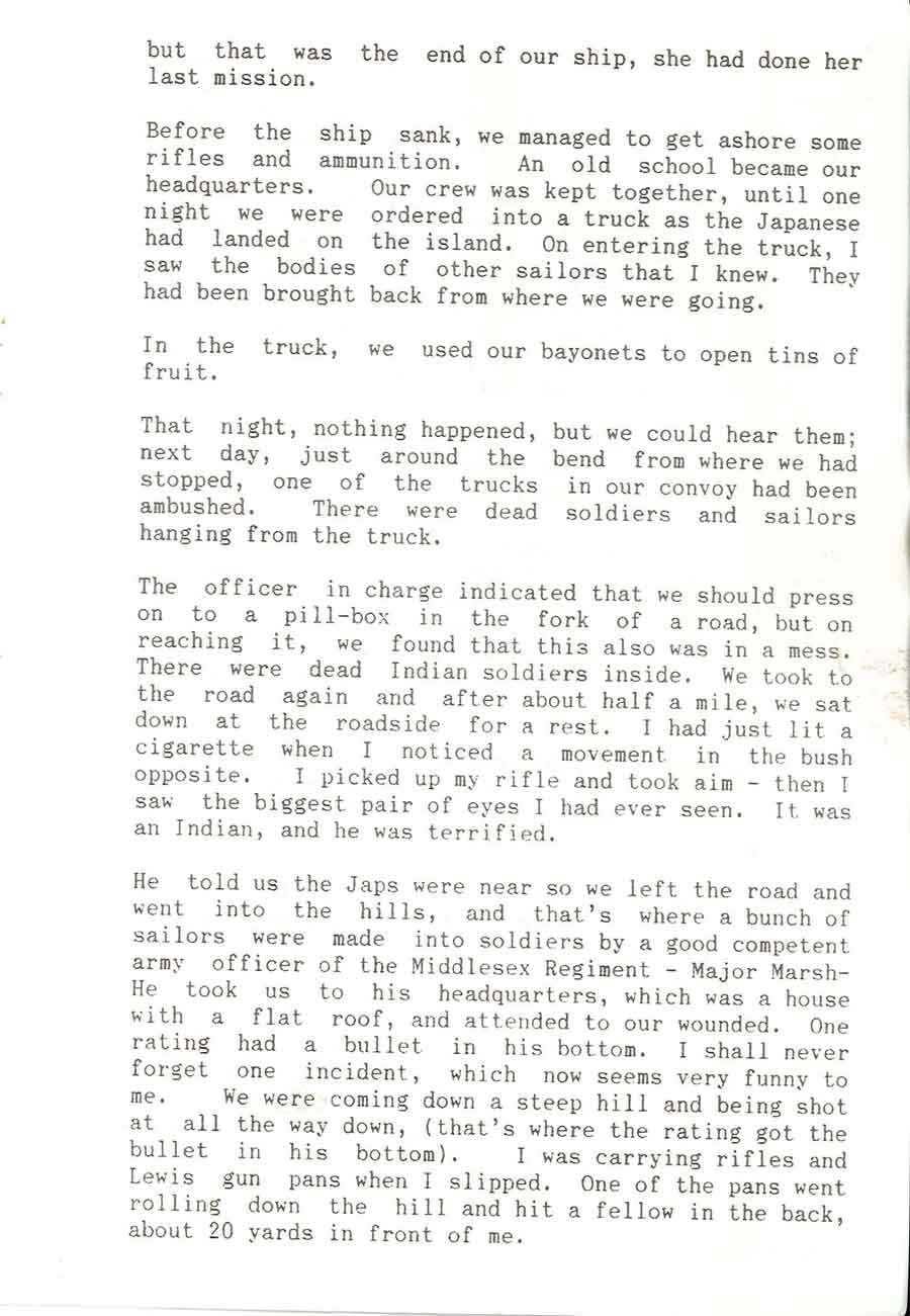 Page 2 of John Douglas Haig Carter's article originally submitted to the Sunday Pictorial in 1960. John was a survivor of the sinking of the Lisbon Maru. 