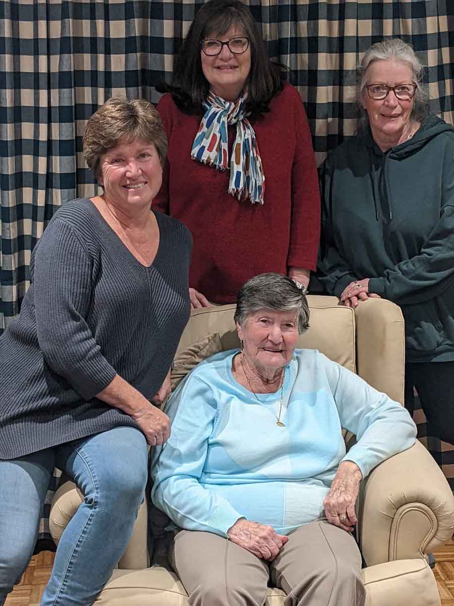 L-R Tina De Klerk, Maxine Smith and Lorna Gray granddaughters of Thomas Russell, seated Pauline their mum, wife of Michael Thomas Russell's son