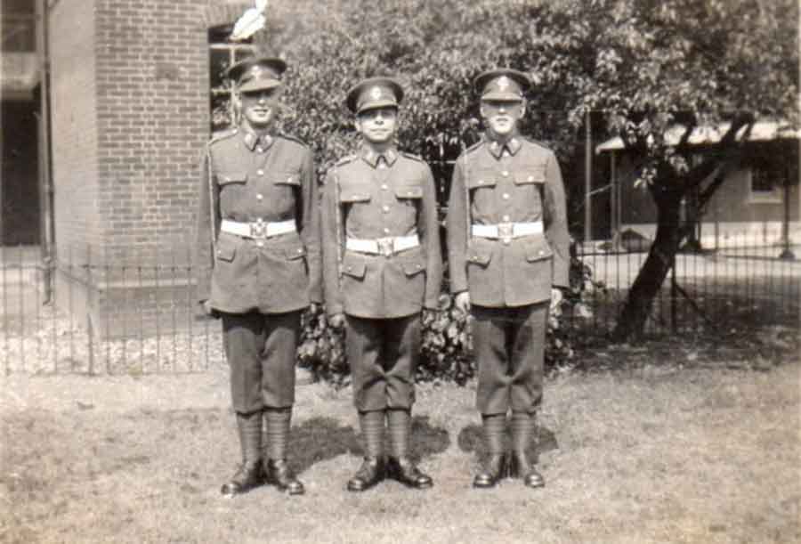 John Douglas Haig Weaver far right. Can you name either of the other men in this picture? John was lost in the sinking of the Lisbon Maru.