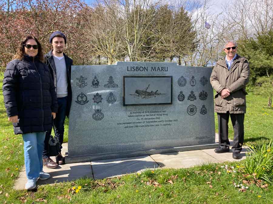 Geoff Haviland at the National Memorial Arboretum Staffordshire with his daughter, Steph and grandson, Joshua in April 2023. Three generations of descendants honouring Charles Haviland's memory.