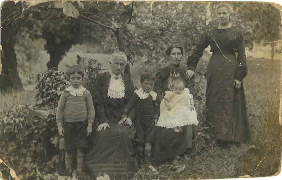 Taken in 1915, the baby in the picture is John Donnelly, who was lost on the Lisbon Maru, held by his mother Jane. Standing beside them are John’s older brothers, William (far left who later died of tuberculosis aged just 12) and Arthur and his maternal grandmother (standing) and paternal grandmother (seated).