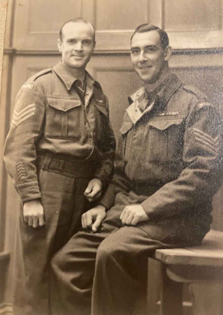 Avery White's friends Graham Ruck and Alfred Bright who were also in the Middlesex and survived the sinking of the Lisbon Maru. On the back was written Just to remind you of your two Tomadashis