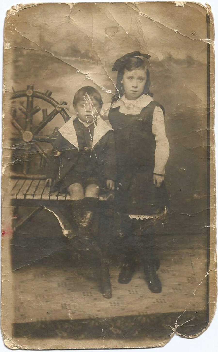 Original photo of James (Jimmy) Alfred Maynard with his sister. 